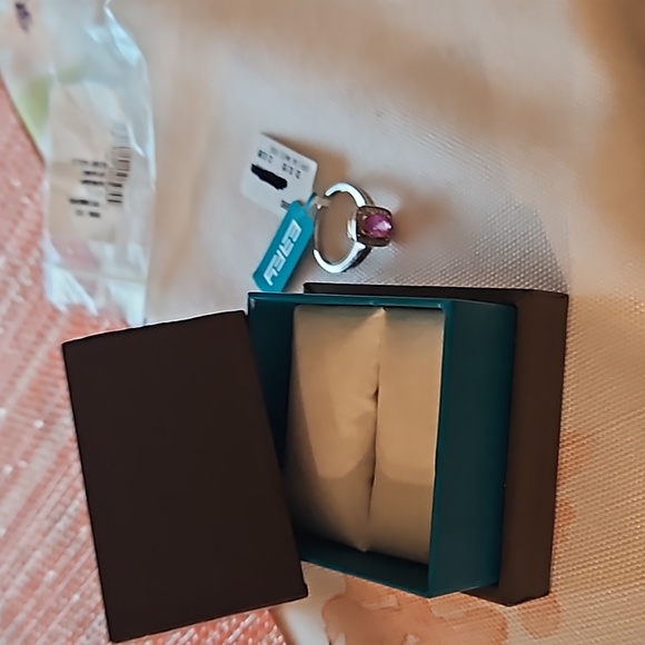 NWT Effy 14K white and rose gold diamond and pink sapphire ring s.7 - Picture 3 of 16